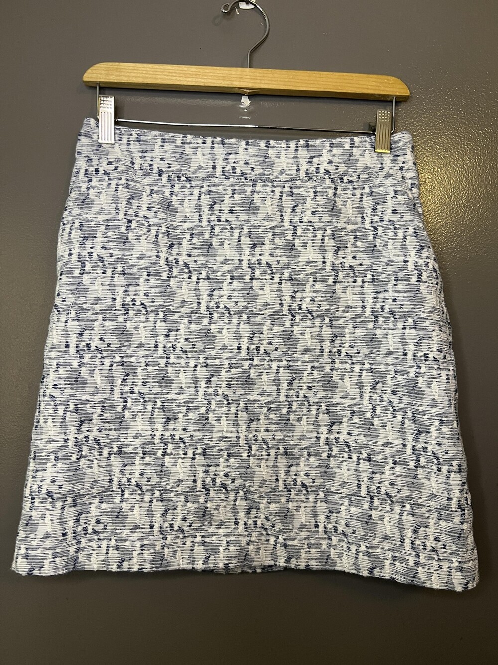 LOFT Skirt Womens 4 Blue Tweed Geometric Short Pencil Lined Career Office